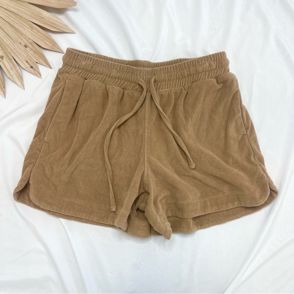 Summersalt The Dolphin Hem French Towel Tan Drawstring Beach Shorts Size Medium